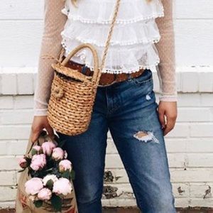 ZARA straw basket purse